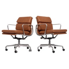 Mid Century Brown Leather Office Chairs by Eames for Herman Miller 2000s