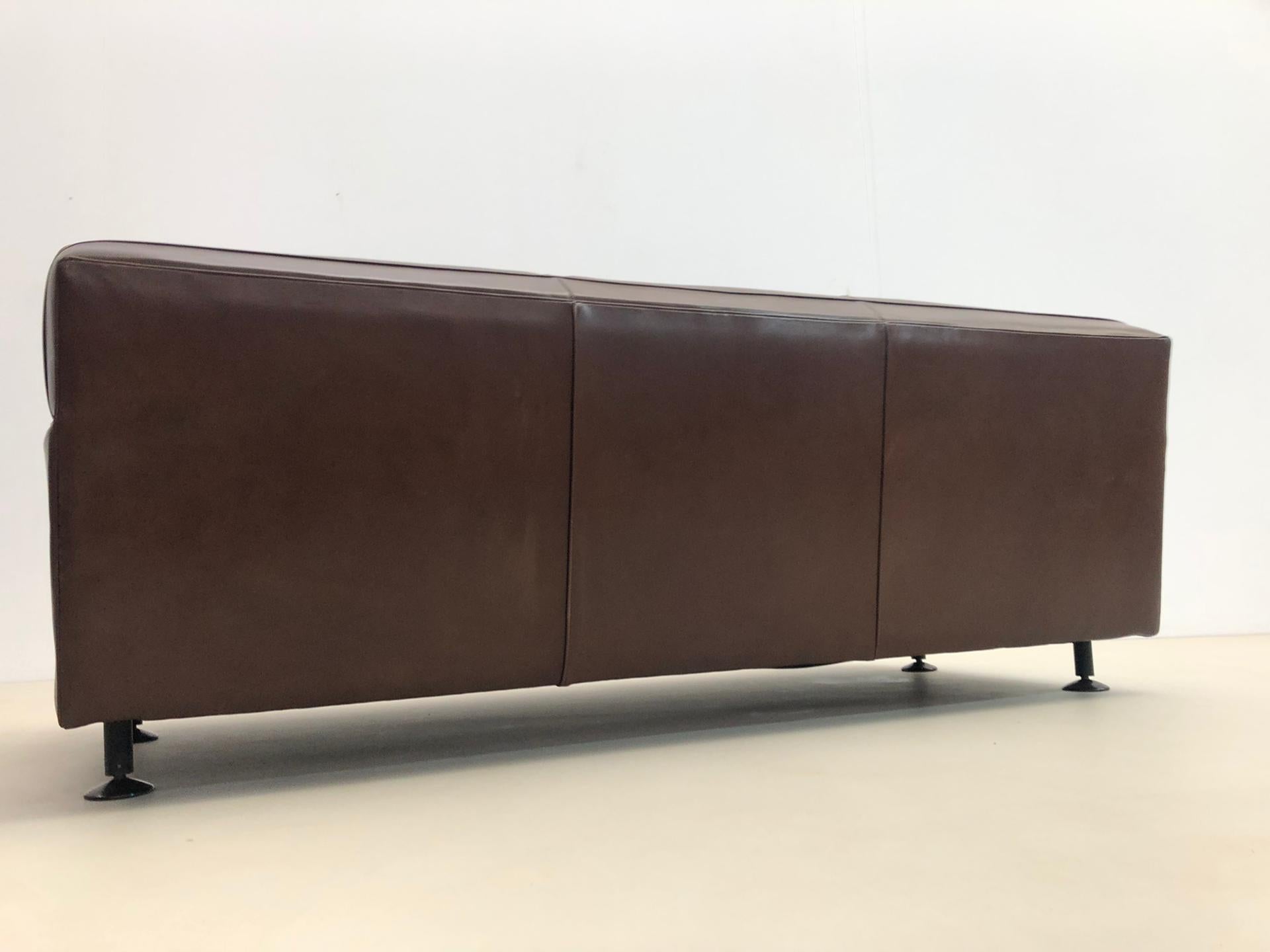 Mid-Century Brown Leather Square Sofa by Marco Zanuso for Arflex, 1960s For Sale 4