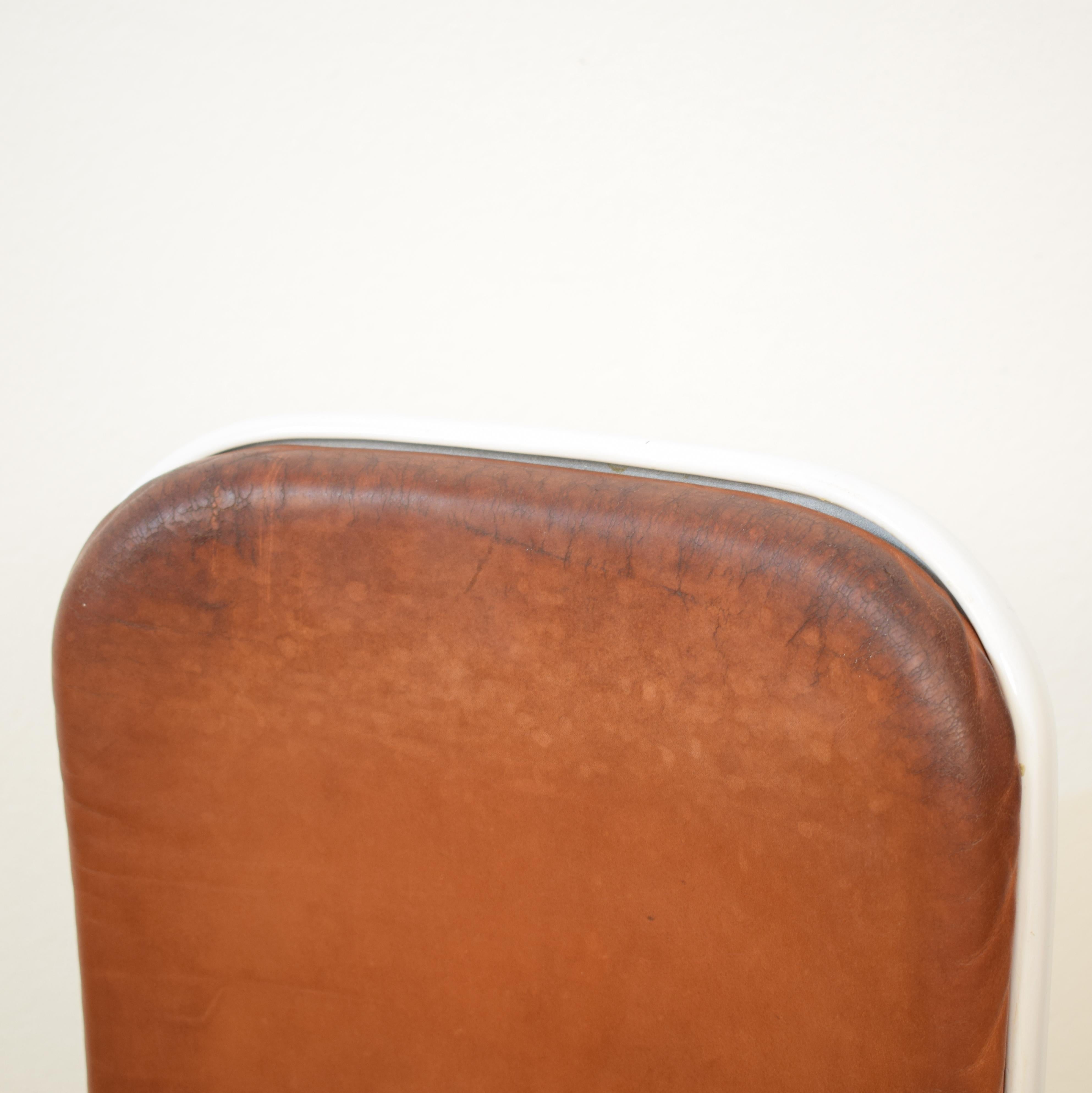 Midcentury Brown Leather Supporto Office Chairs by Fred Scott for Hille, 1980 In Good Condition In Berlin, DE