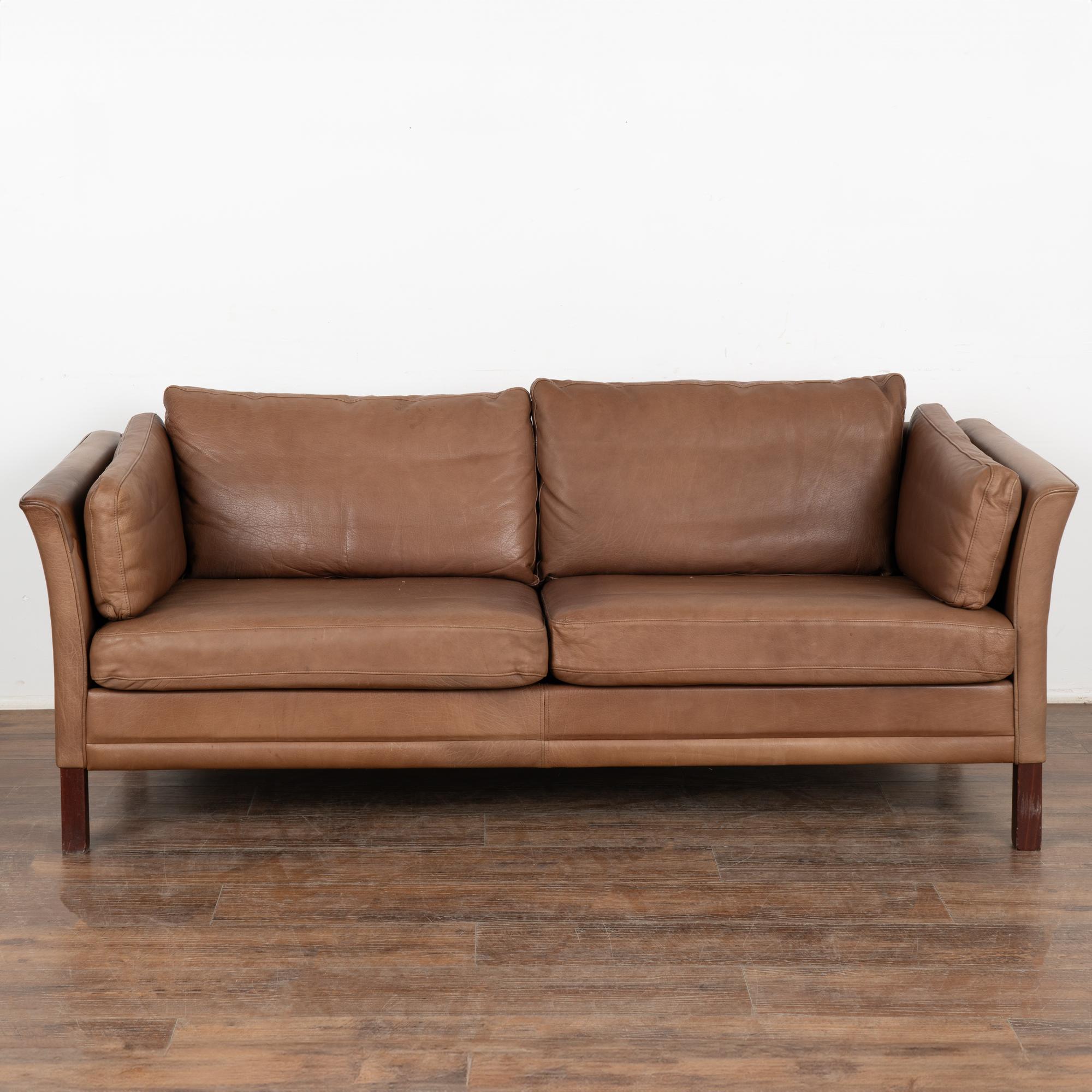 Mid-Century Modern Mid Century Brown Leather Two Seat Sofa, Mogens Hansen of Denmark circa 1970 For Sale