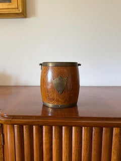 Mid-century brown oak ice bucket, Italy 1950s
