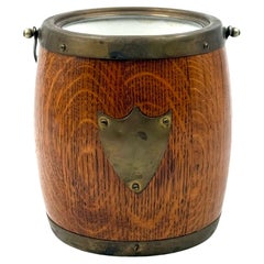 Mid-century brown oak ice bucket, Italy 1950s