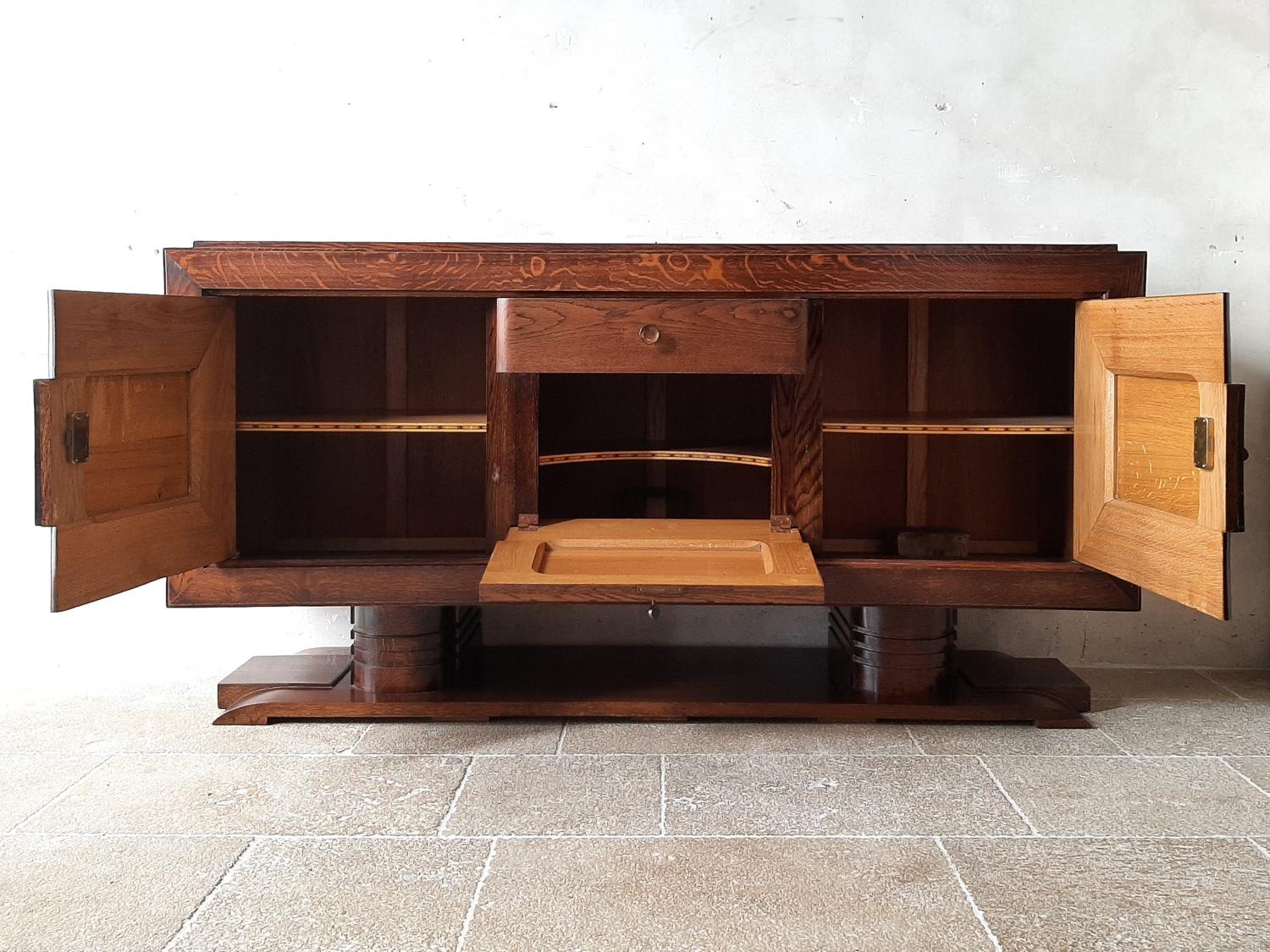 Mid-20th Century Mid-Century Brown Oak Sideboard by Charles Dudouyt, 1940s
