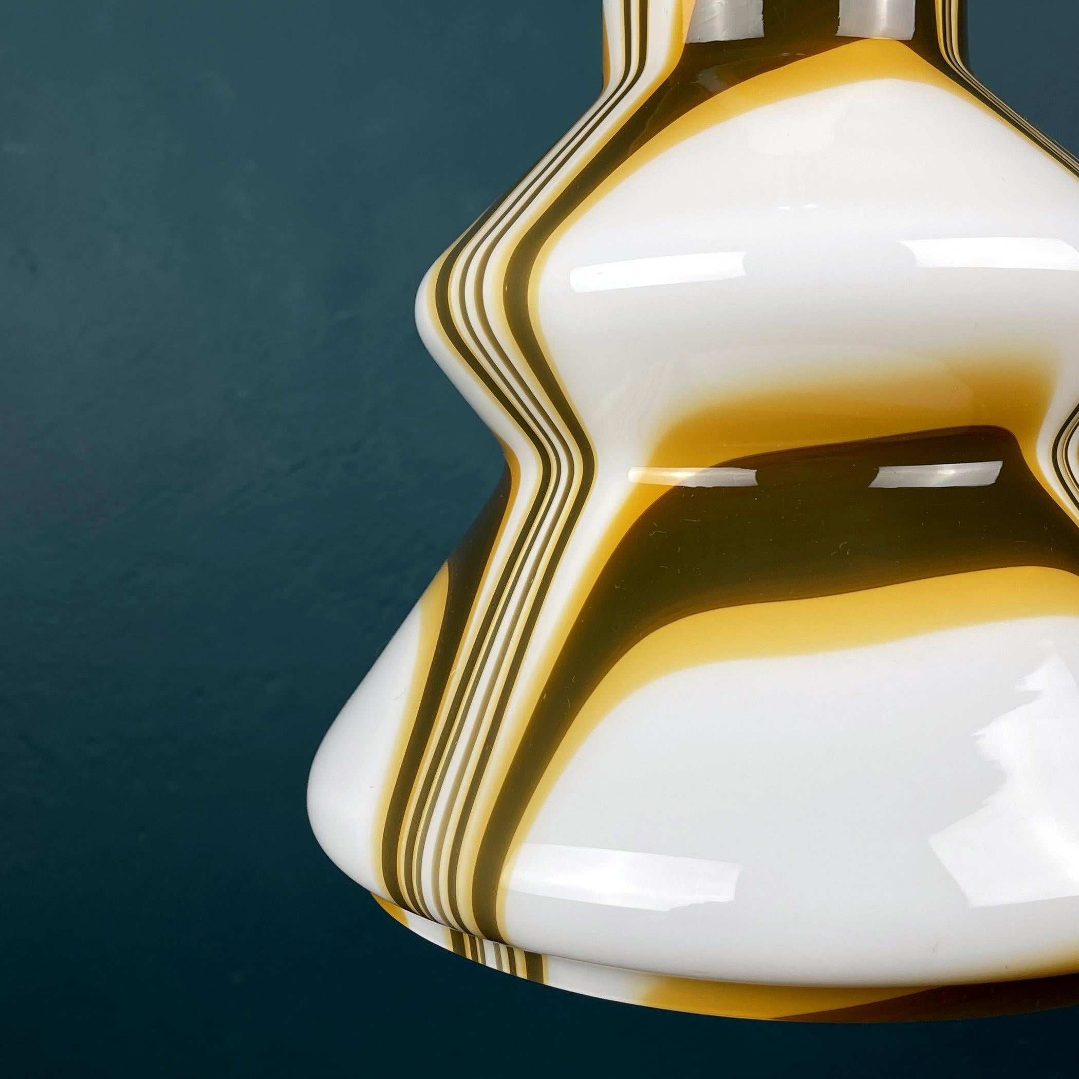 Mid-Century Brown Opaline Murano Glass Pendant Lamp Italy, 1950s For Sale 6