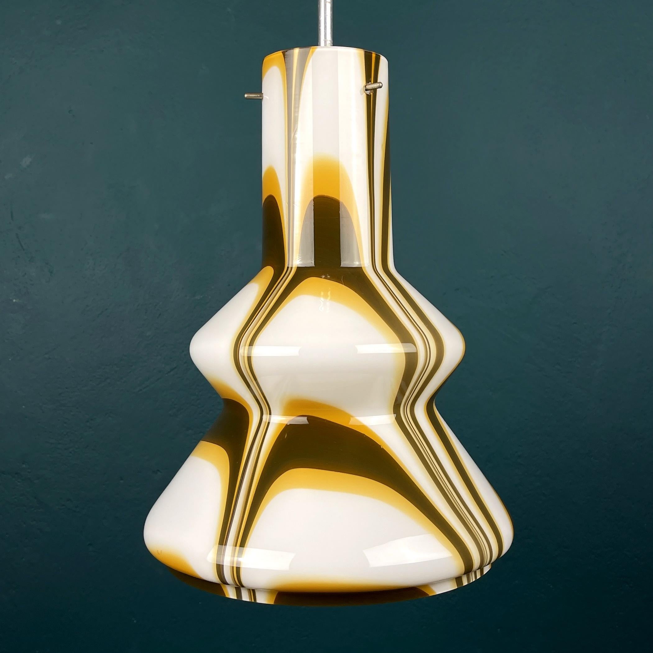 Mid-Century Brown Opaline Murano Glass Pendant Lamp Italy, 1950s For Sale 7
