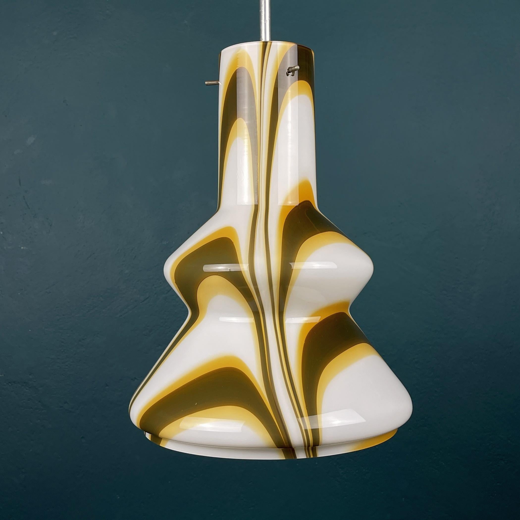 Italian Mid-Century Brown Opaline Murano Glass Pendant Lamp Italy, 1950s For Sale