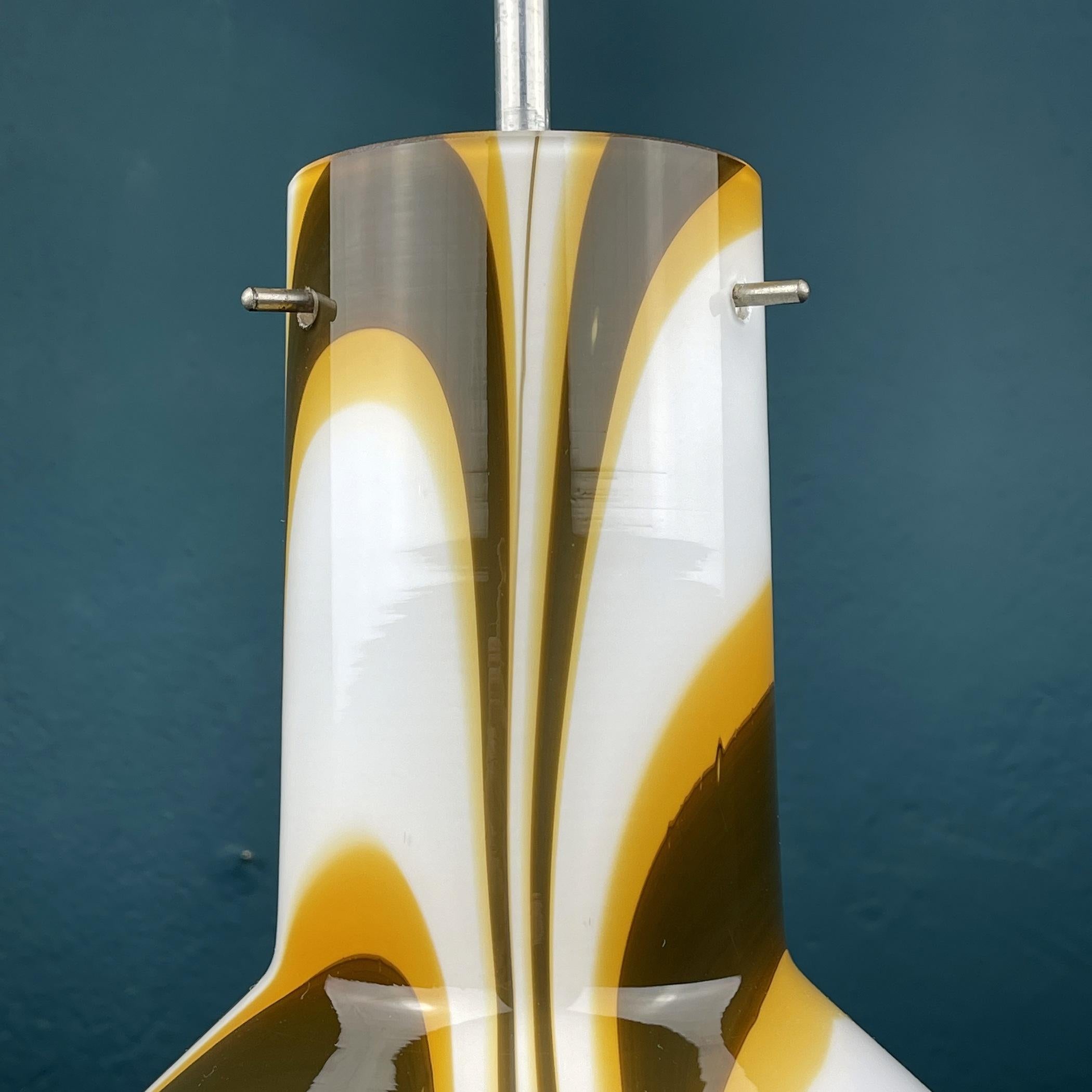 Mid-Century Brown Opaline Murano Glass Pendant Lamp Italy, 1950s For Sale 3
