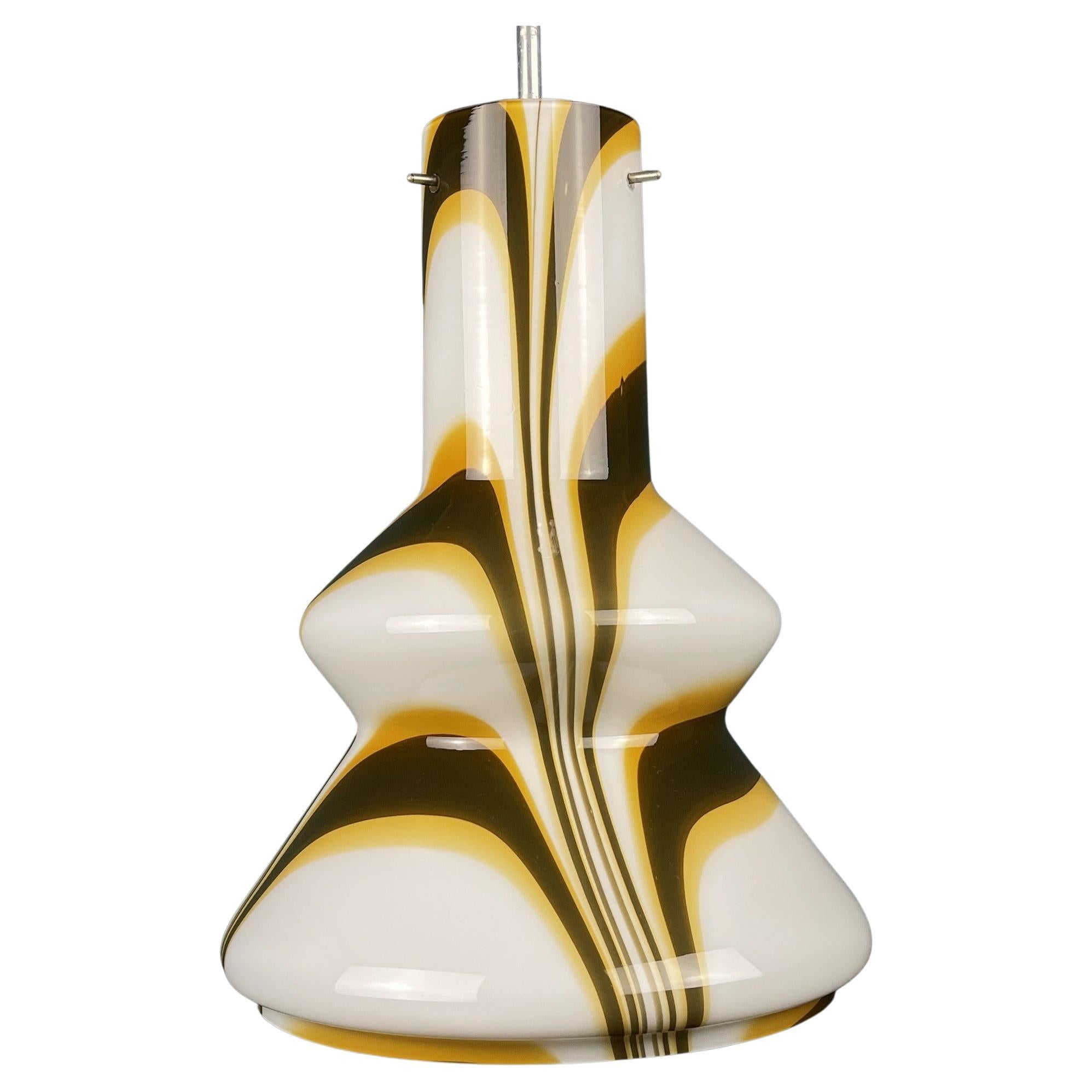 Mid-Century Brown Opaline Murano Glass Pendant Lamp Italy, 1950s