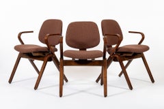 Mid Century Brown Plywood Arm Chairs by Joe Atkinson for Thonet, 3 Avail