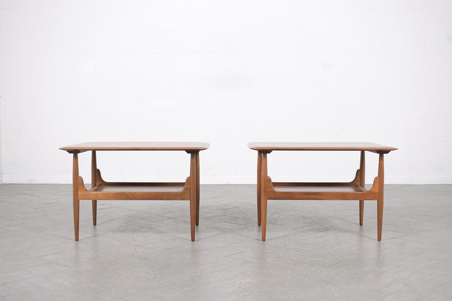 American 1960s Vintage Mid-Century Modern Walnut Side Tables by Brown Saltman