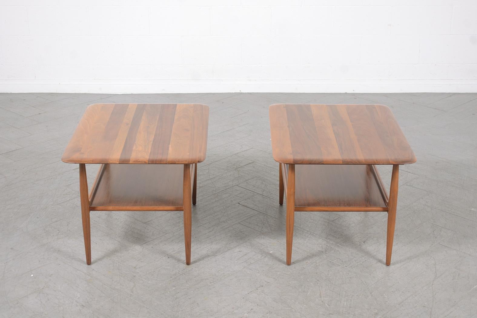Patinated 1960s Vintage Mid-Century Modern Walnut Side Tables by Brown Saltman