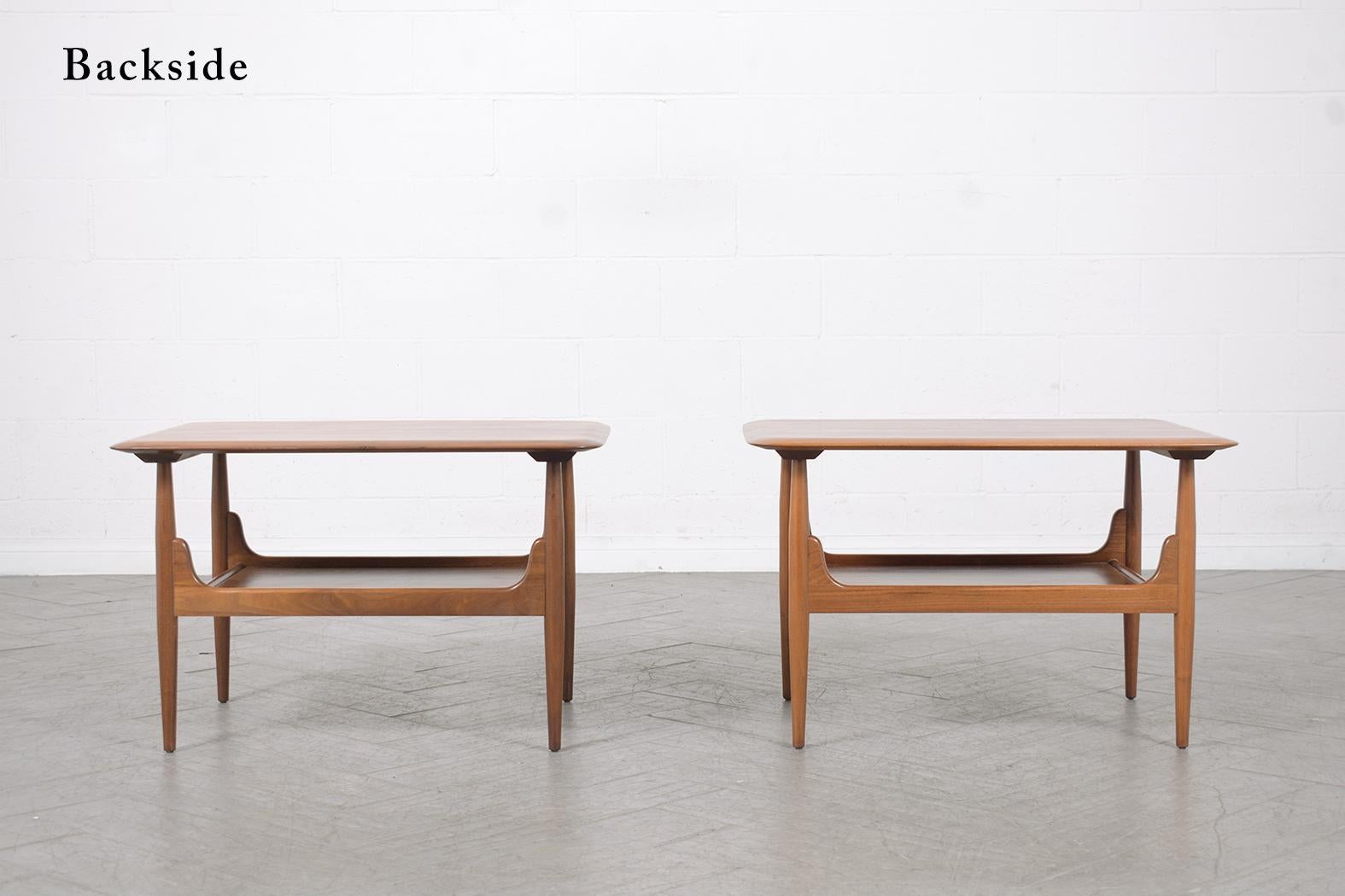1960s Vintage Mid-Century Modern Walnut Side Tables by Brown Saltman In Good Condition In Los Angeles, CA