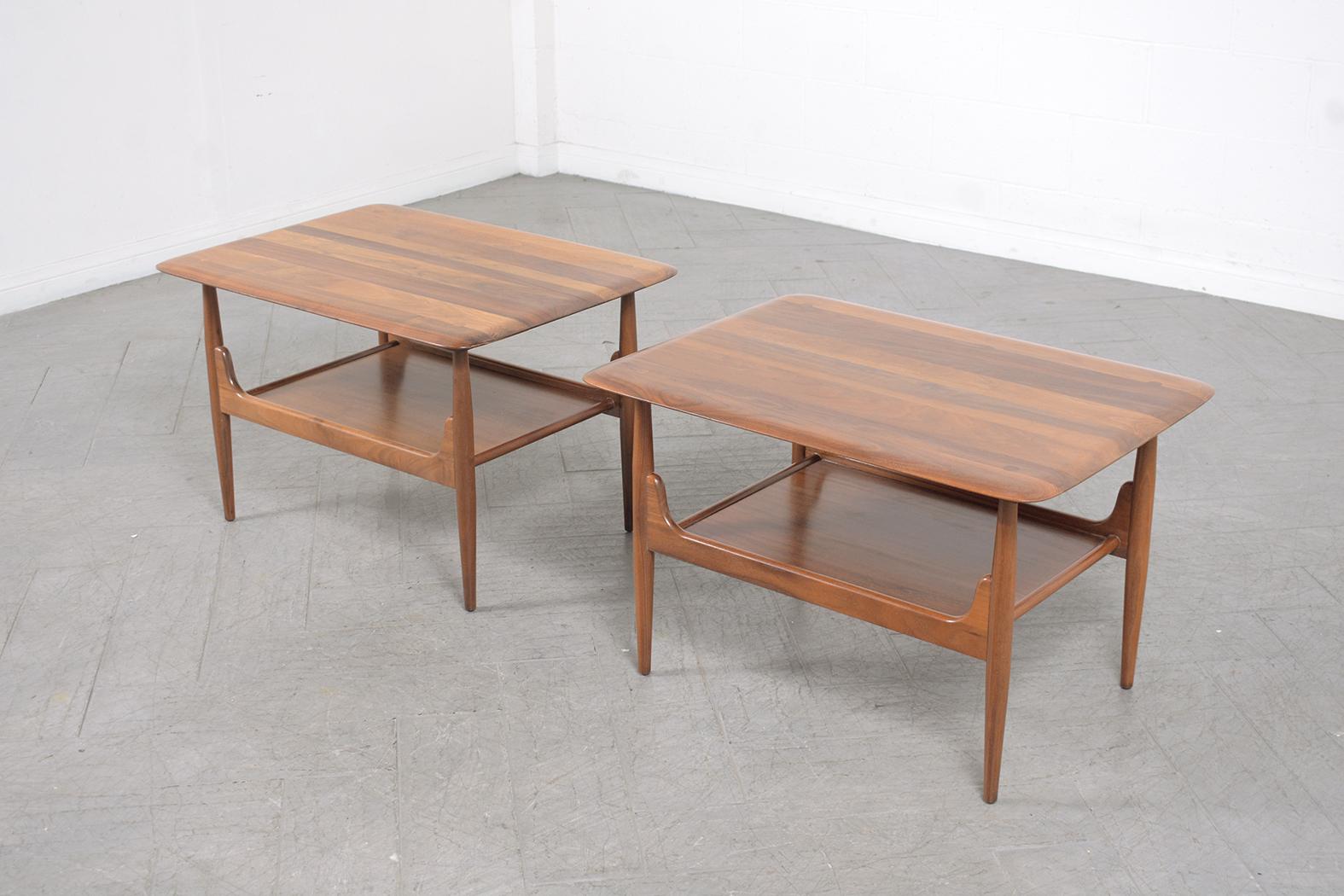 Mid-20th Century 1960s Vintage Mid-Century Modern Walnut Side Tables by Brown Saltman
