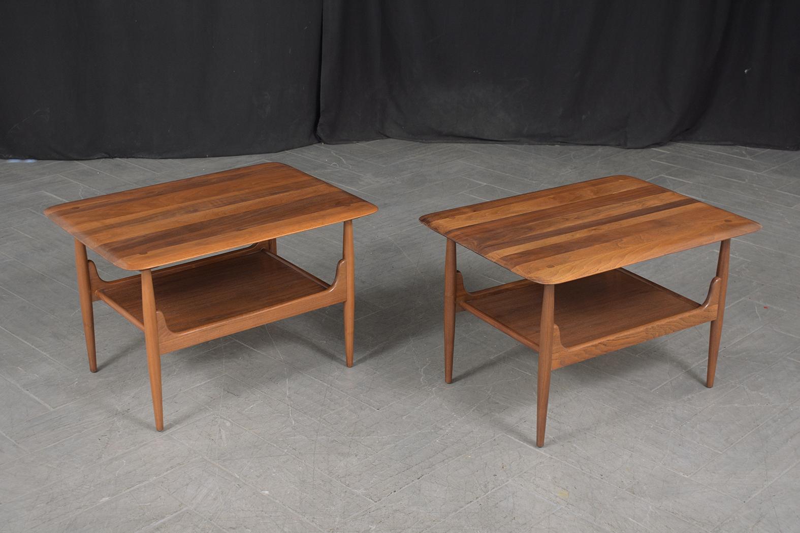 Lacquer 1960s Vintage Mid-Century Modern Walnut Side Tables by Brown Saltman