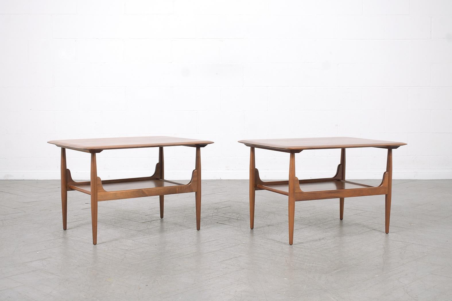 1960s Vintage Mid-Century Modern Walnut Side Tables by Brown Saltman 1