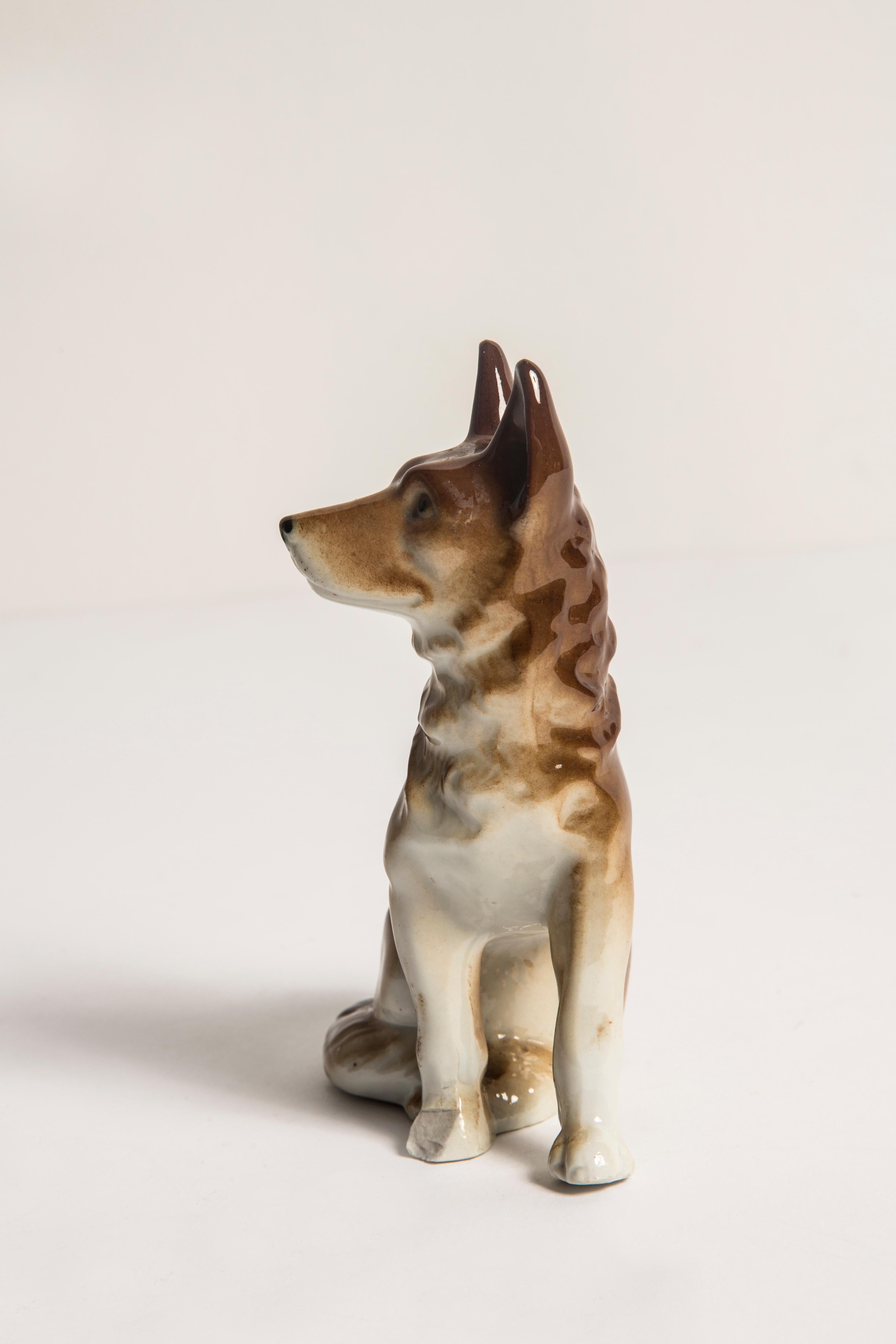 Midcentury Brown Shepherd Ceramic Dog Sculpture, Europe, 1960s For Sale 3