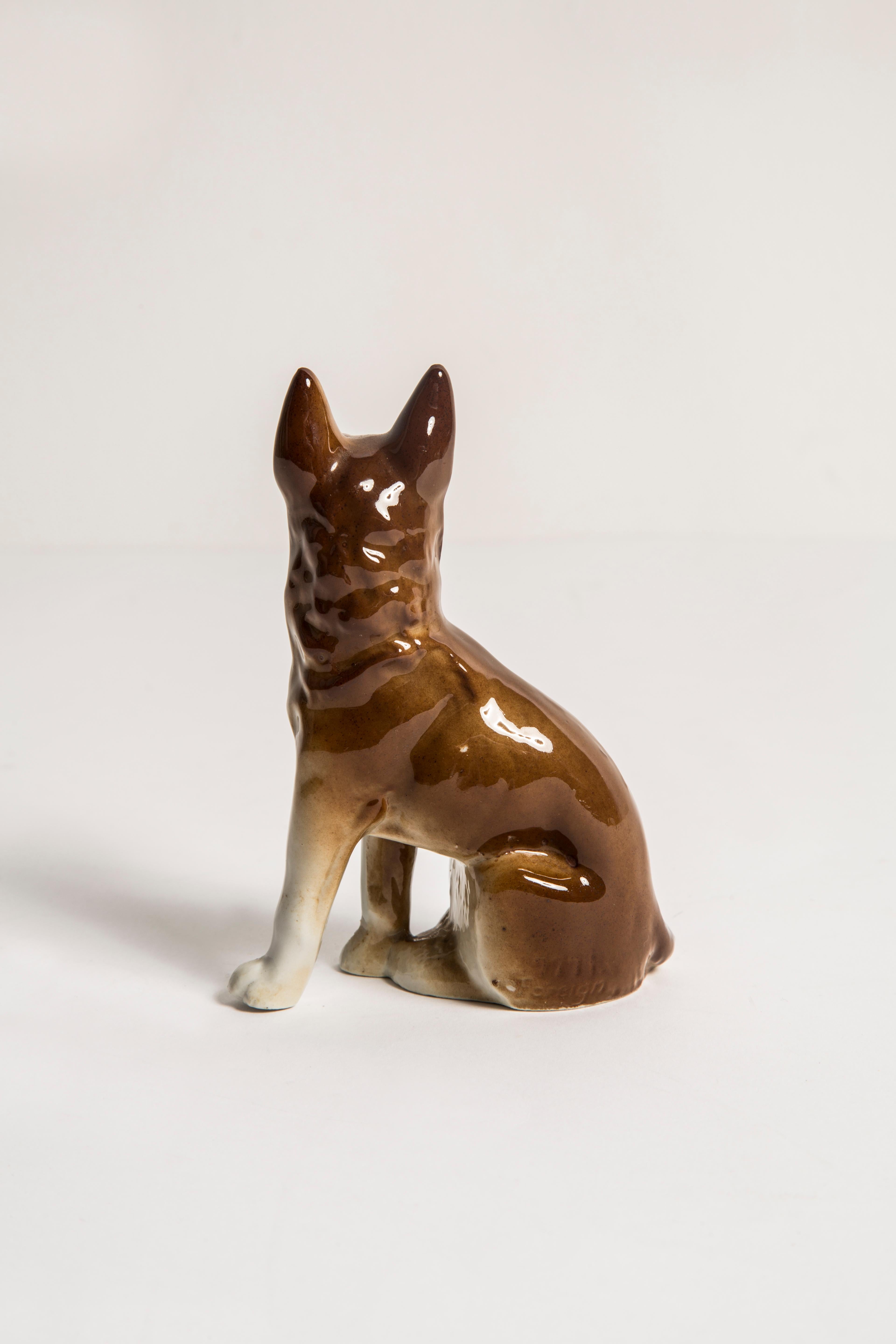 Midcentury Brown Shepherd Ceramic Dog Sculpture, Europe, 1960s For Sale 4