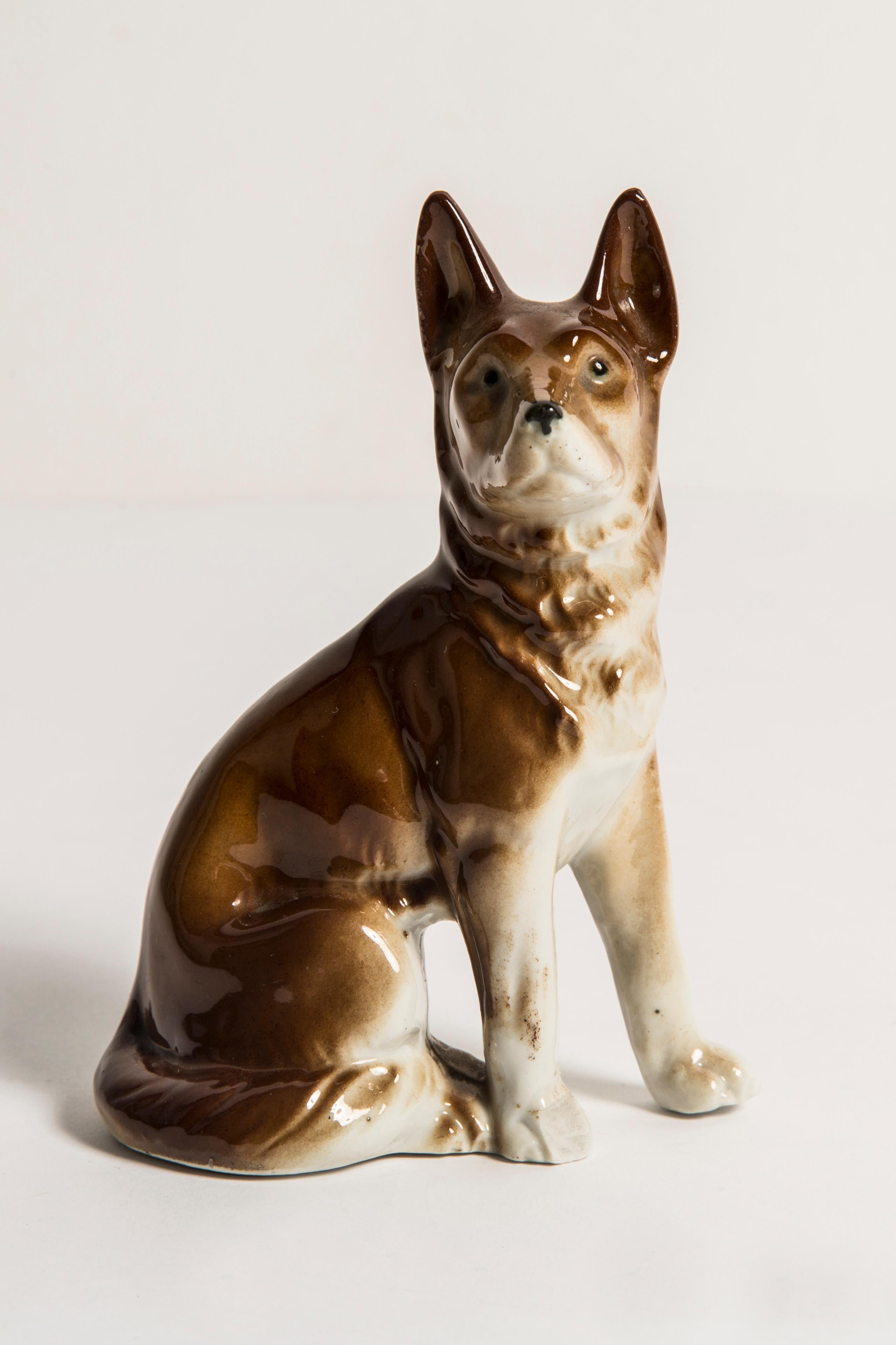 Midcentury Brown Shepherd Ceramic Dog Sculpture, Europe, 1960s For Sale 1