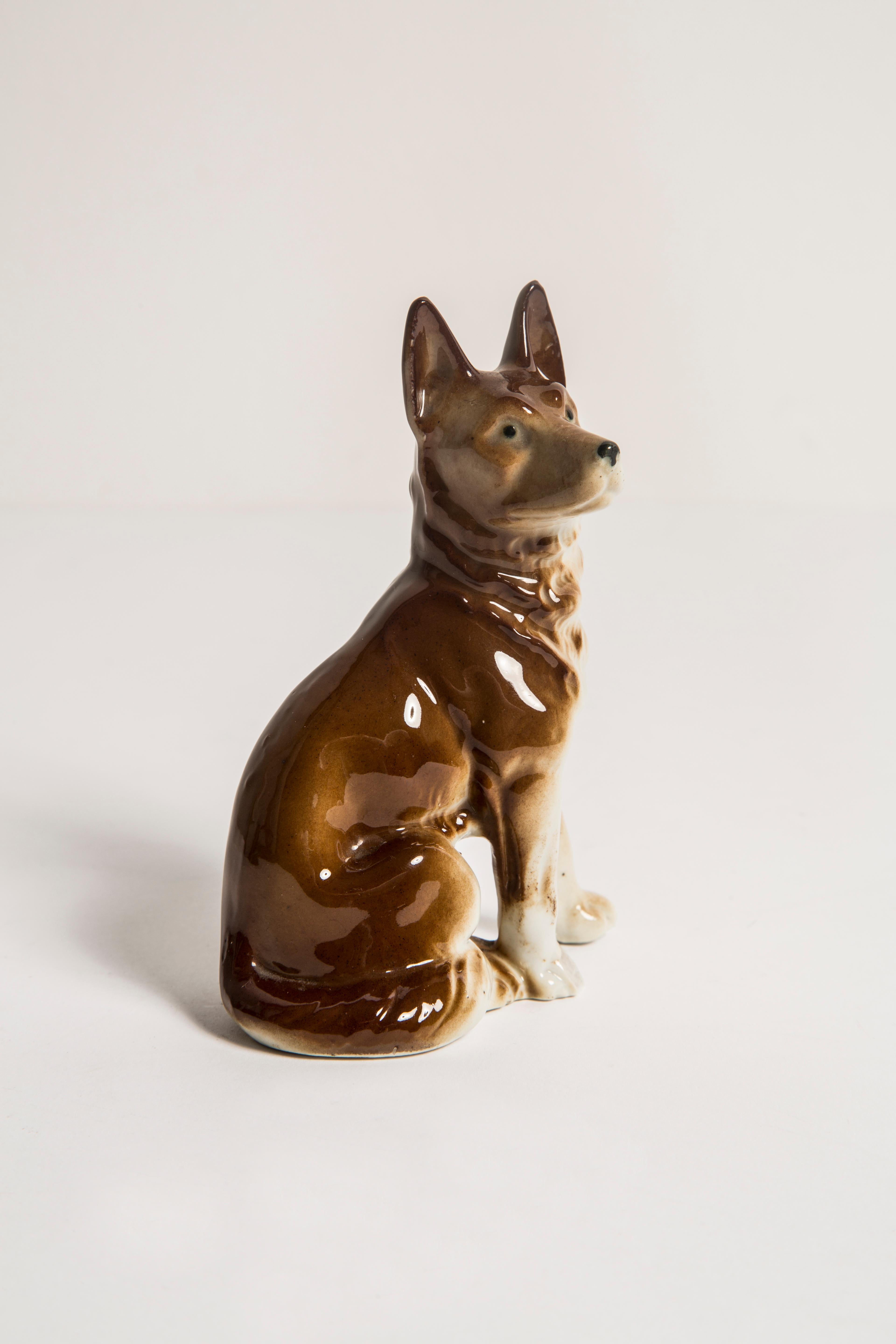 Midcentury Brown Shepherd Ceramic Dog Sculpture, Europe, 1960s For Sale 2