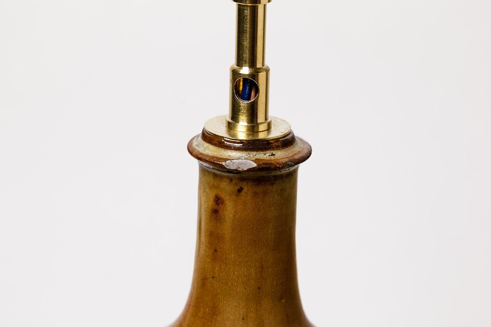 Mid-Century Modern Midcentury Brown Stoneware Ceramic Table Lamp King Size French Designer