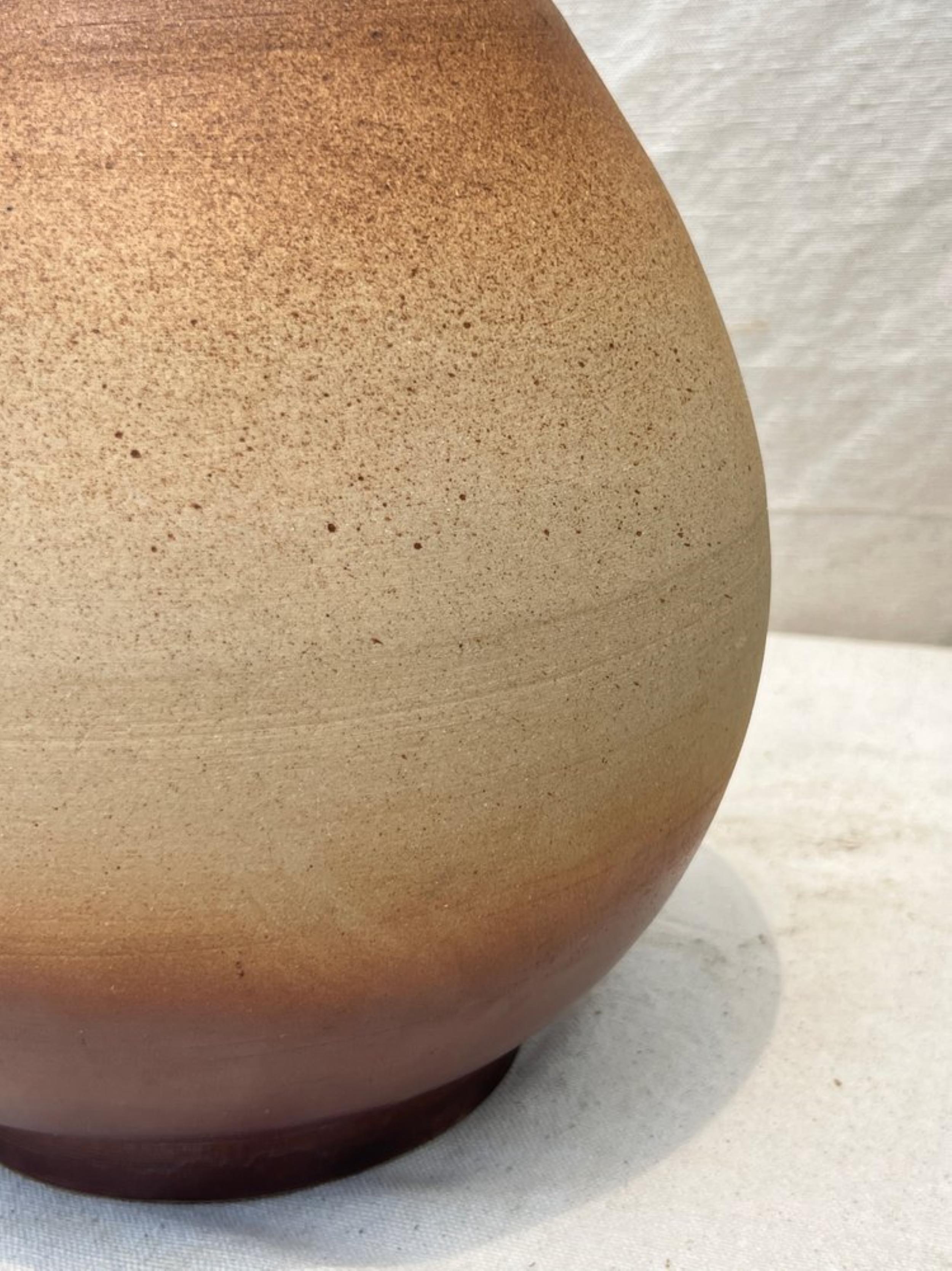 Unknown Mid Century Brown Teardrop Pottery Vase For Sale