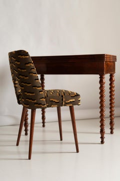 Mid Century Brown Tiger Beat Jacquard Velvet Shell Chair, Europe, 1960s