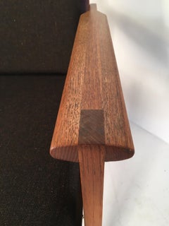 Midcentury Brown Tweed & Teak Lounge Chair by Illum Wikkelsø Denmark, circa 1960