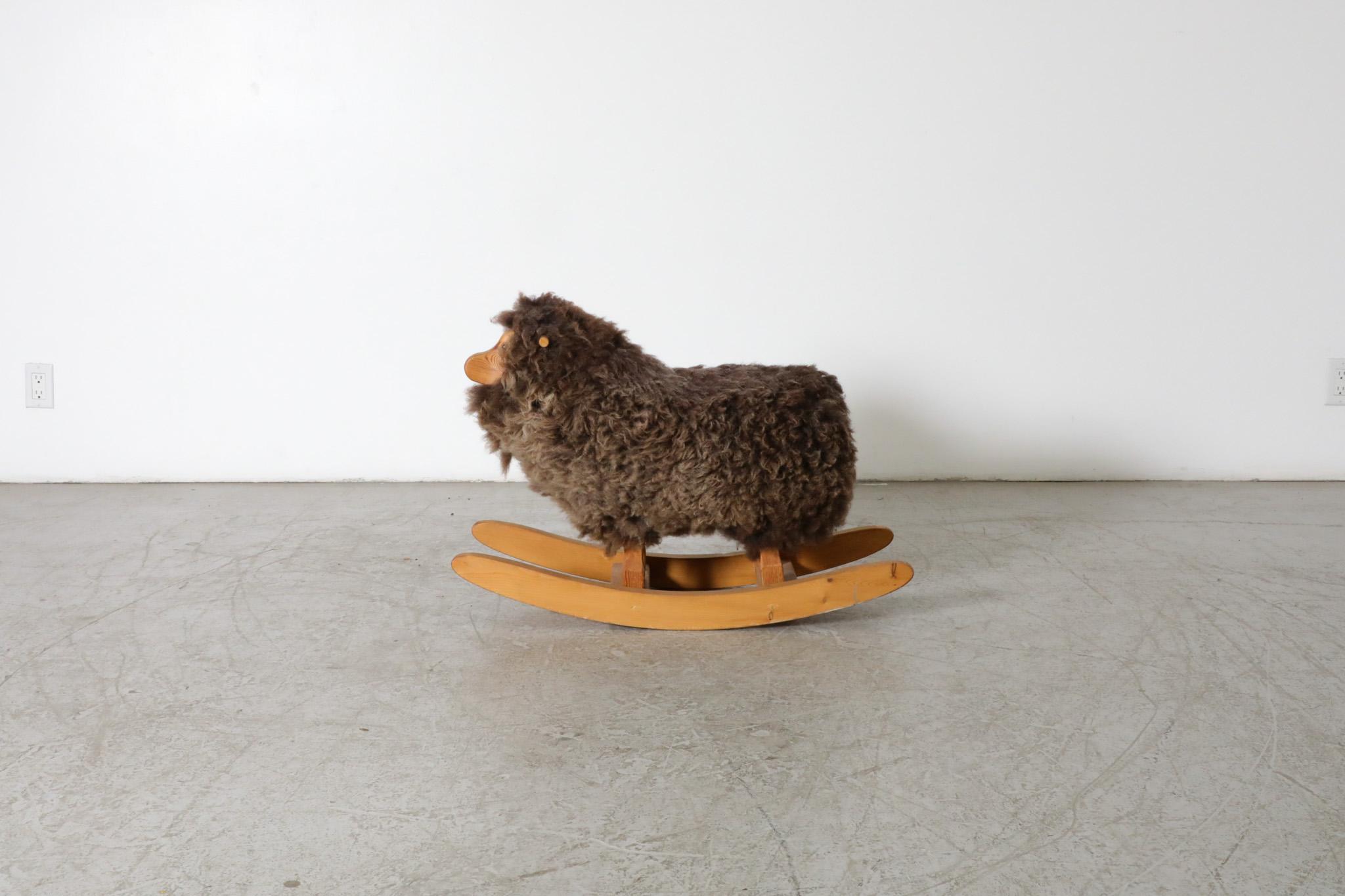 German Mid-Century, Brown. Waldorf Rocking Sheep For Sale