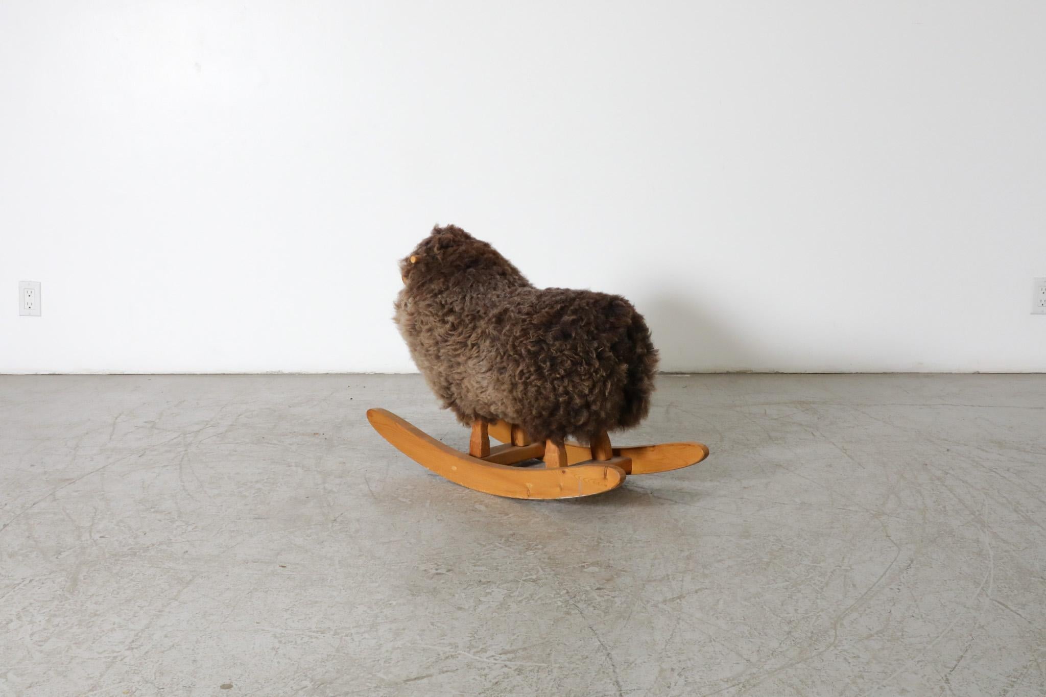 Mid-Century, Brown. Waldorf Rocking Sheep In Good Condition For Sale In Los Angeles, CA