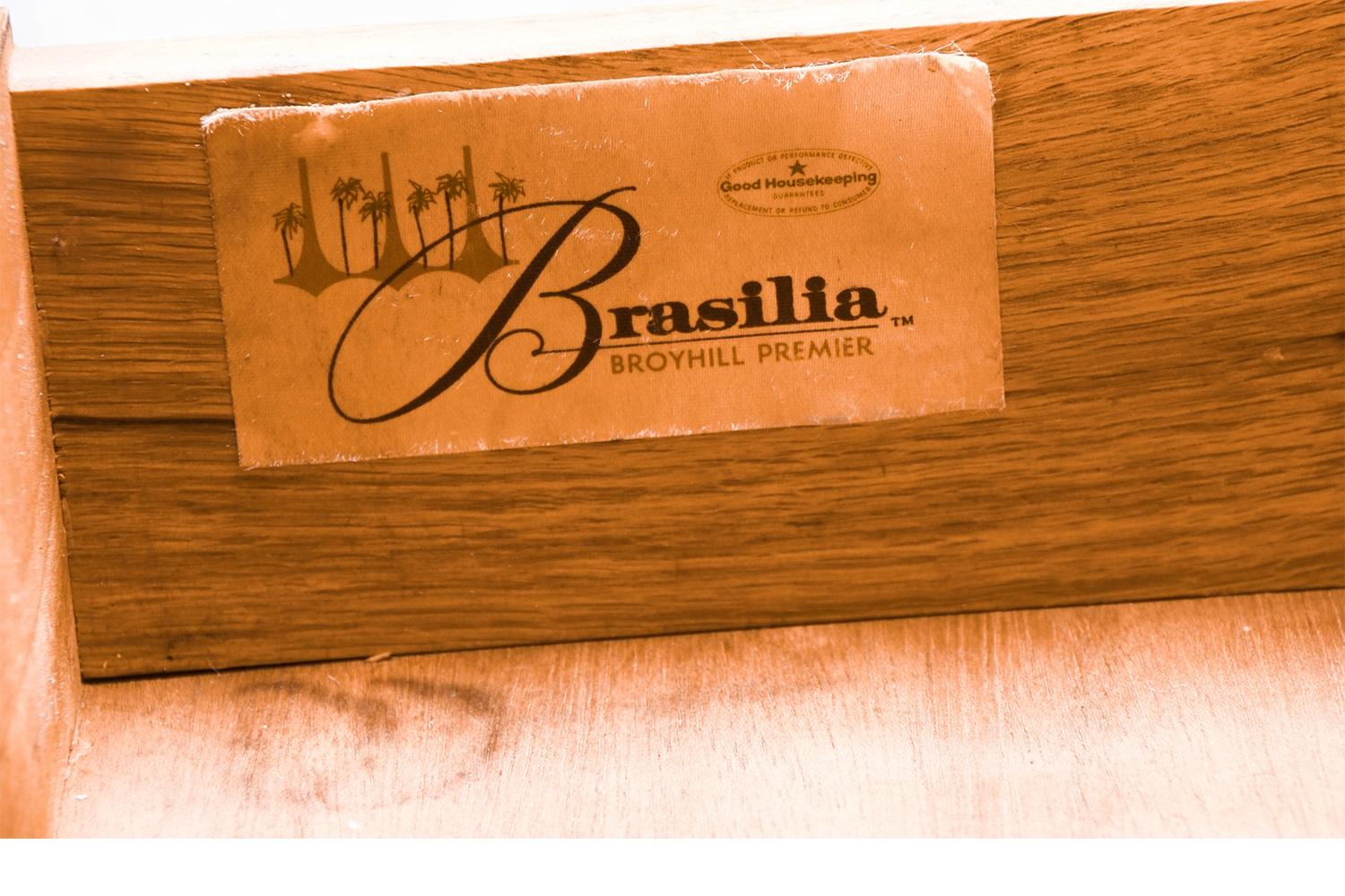 Mid Century Broyhill Brasilia Drop Leaf Tile Top Bar Cart Console Table 5