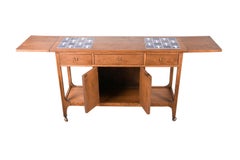 Mid Century Broyhill Brasilia Drop Leaf Tile Top Bar Cart Console Table