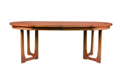 Mid Century Broyhill Brasilia Extendable Round Pedestal Base Dining Table
