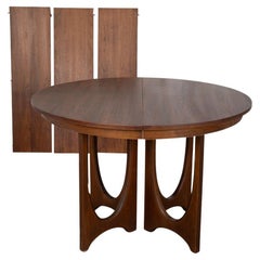 Table de salle à manger Broyhill Brasilia du milieu du siècle dernier, à piédestal rond extensible