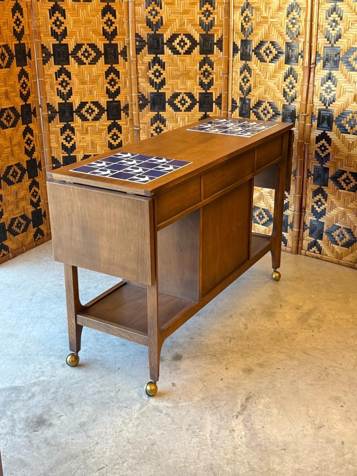 Mid-20th Century Mid-Century Broyhill Brasilia Rolling Bar Cart For Sale