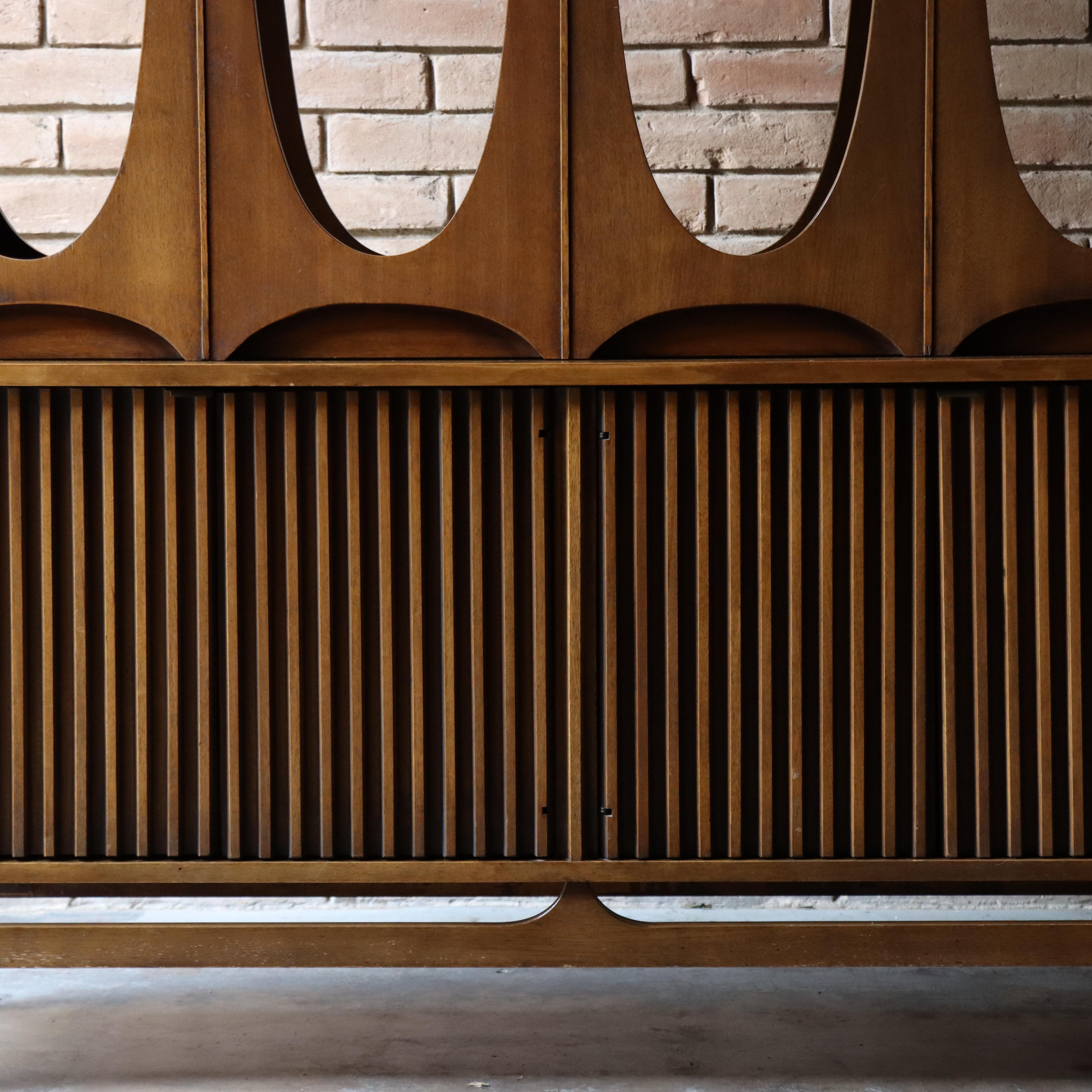 Hand-Crafted Mid Century Broyhill Brasilia Room Divider, 1960s Walnut