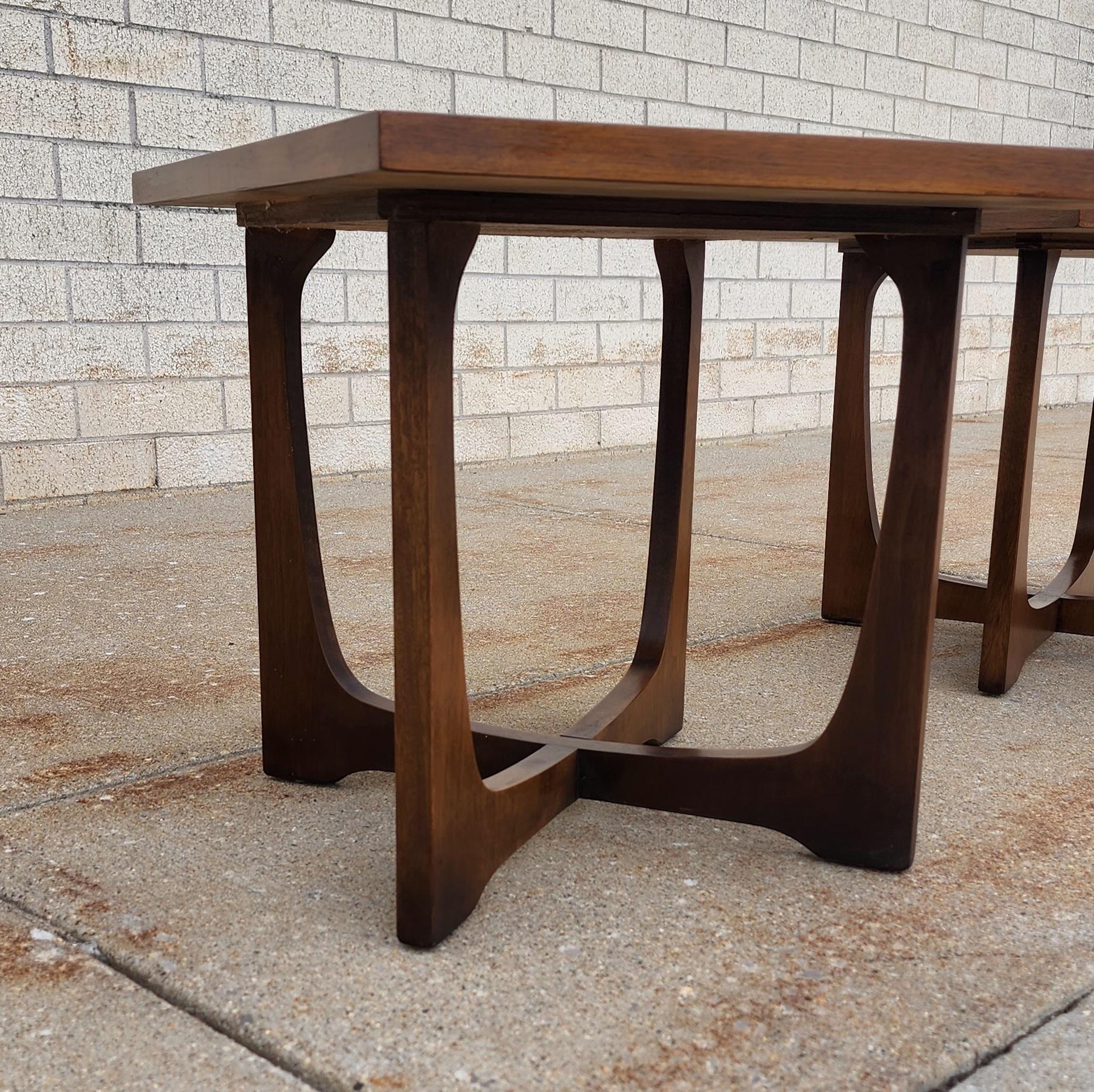 20th Century Midcentury Broyhill Enphasis Walnut Sculptural-Leg Side Tables For Sale