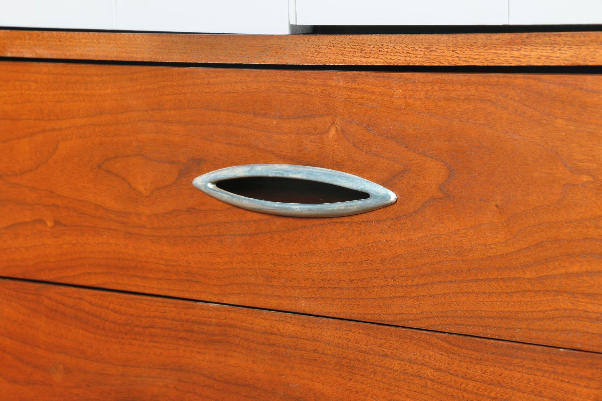 Walnut Mid Century Broyhill Highboy Dresser For Sale