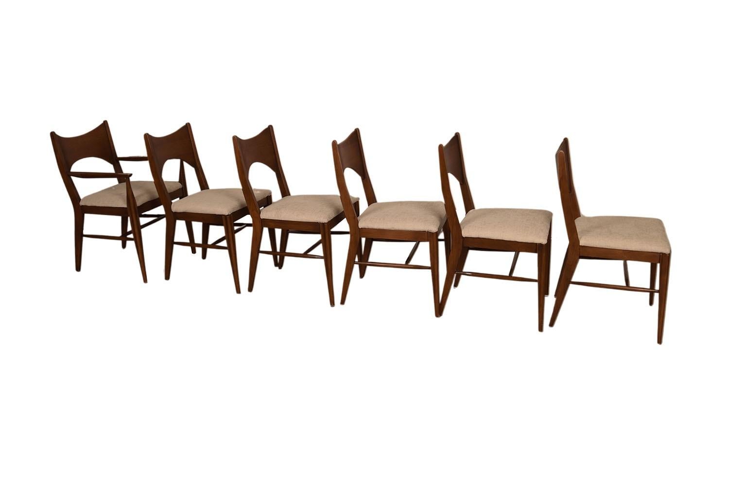 Mid-Century Modern Mid-Century Broyhill Saga Walnut Paul McCobb Style Dining Chairs six