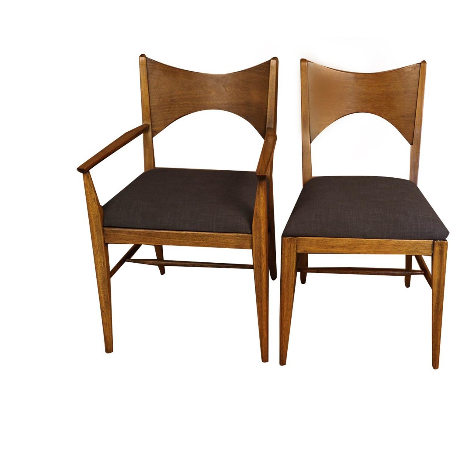 American Midcentury Broyhill Saga Walnut Paul McCobb Style Dining Chairs Six