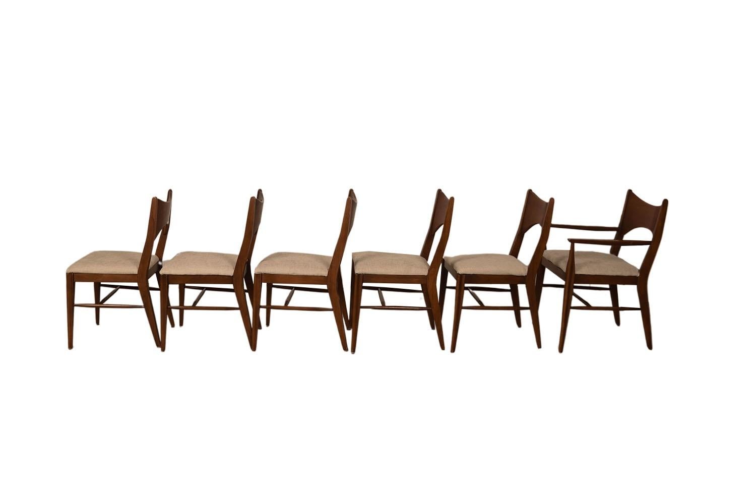 Mid-20th Century Mid-Century Broyhill Saga Walnut Paul McCobb Style Dining Chairs six
