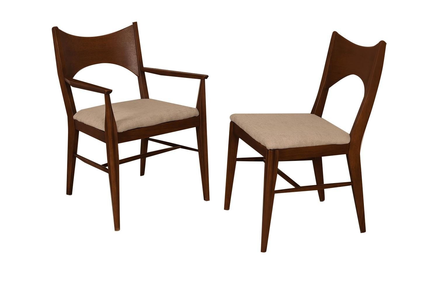 Mid-Century Broyhill Saga Walnut Paul McCobb Style Dining Chairs six 1