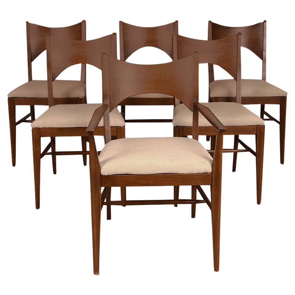 Mid-Century Broyhill Saga Walnut Paul McCobb Style Dining Chairs six