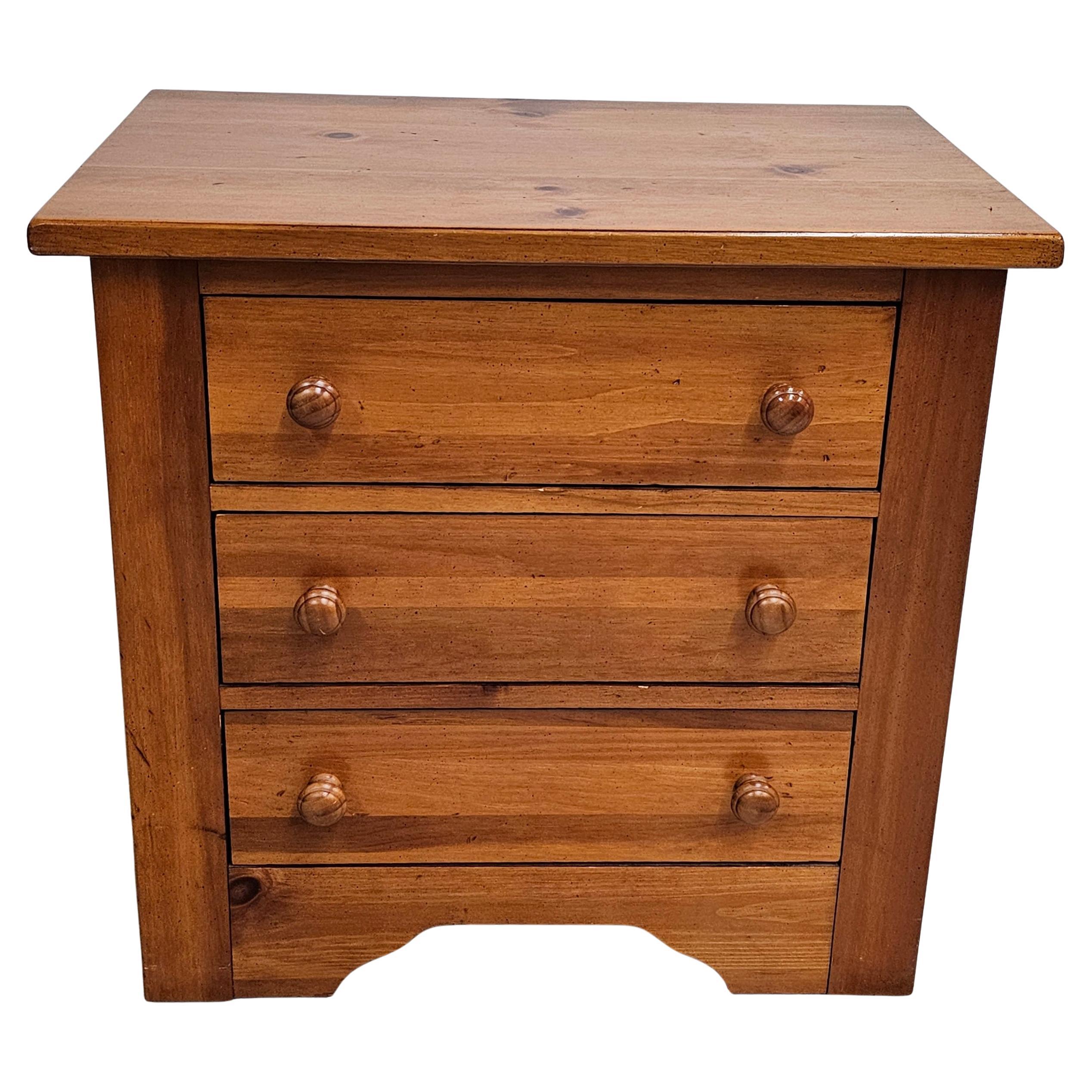Mid-Century Broyhill Stained Pine Bedside Chest of Drawers