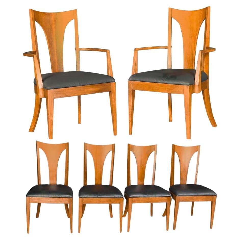 Six Mid Century Green Velvet Swivel Dining Chairs at 1stDibs
