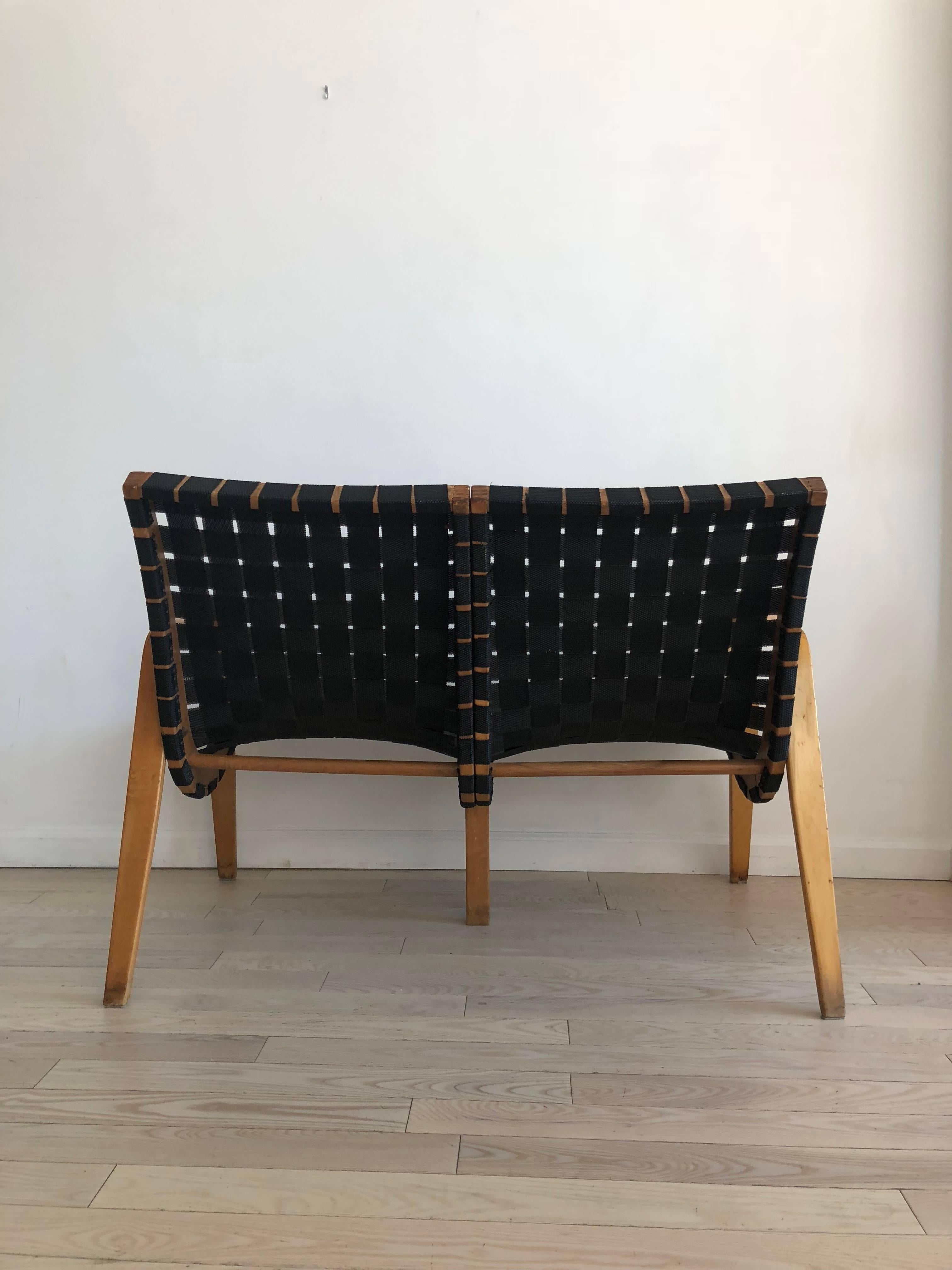 Mid-20th Century Midcentury Bruno Mathsson Swedish Bentwood Settee with Webbing