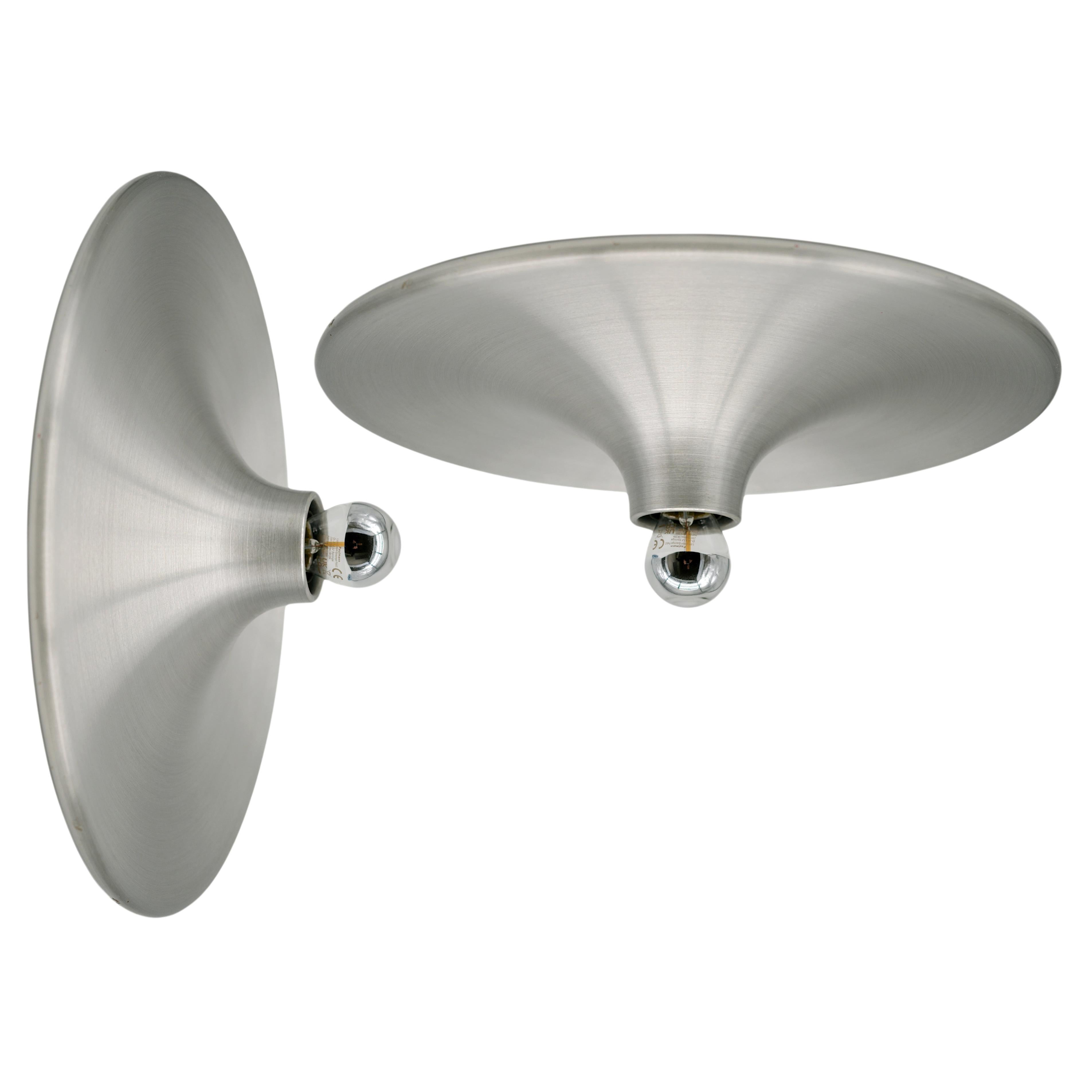 Mid-Century Brushed Aluminium Wall Sconce in Charlotte Perriand Style, 1970s For Sale