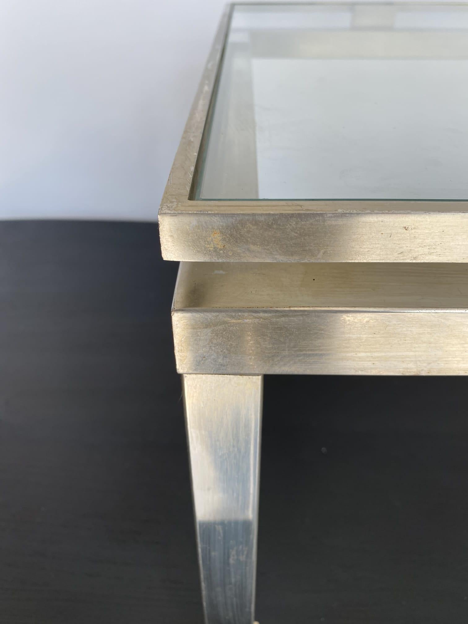 Mid-Century Modern Mid-Century Brushed Steel Brass Coffee Table by Guy Lefevre for Maison Jansen 70