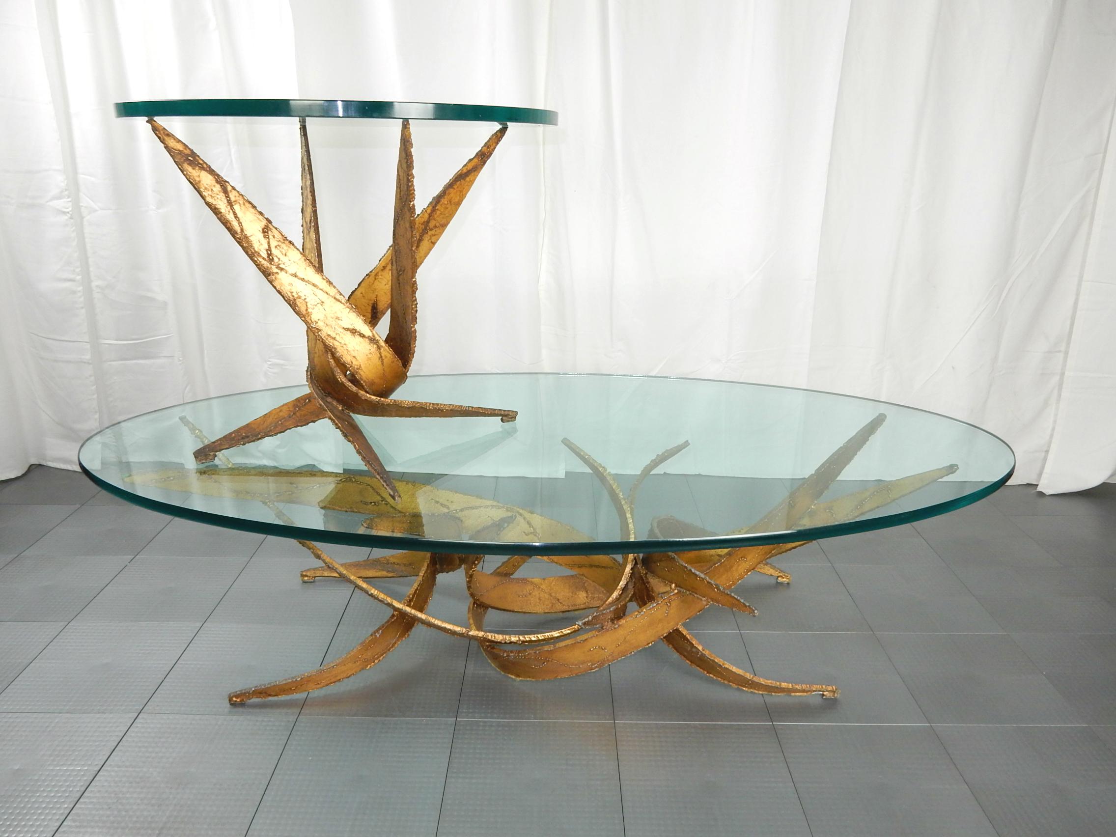 Mid Century Brutalist Abstract Art Coffee and Side Table Set Silas Seandel In Good Condition In Las Vegas, NV