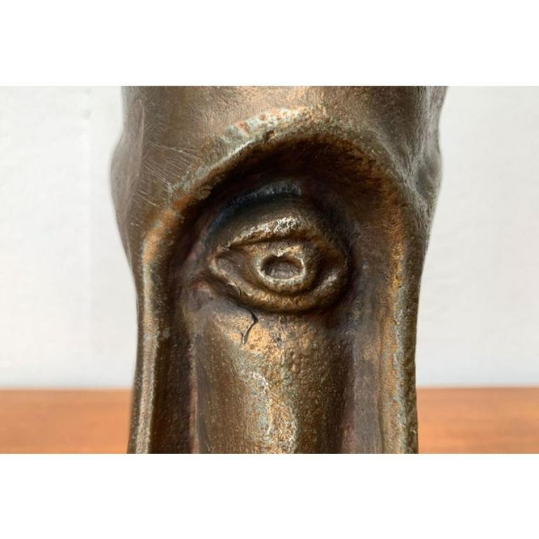 Mid-Century Brutalist Abstract Bronze Face Vase For Sale 6