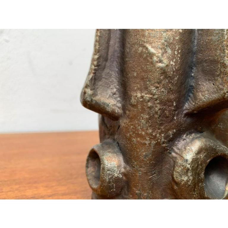 Mid-Century Modern Mid-Century Brutalist Abstract Bronze Face Vase For Sale